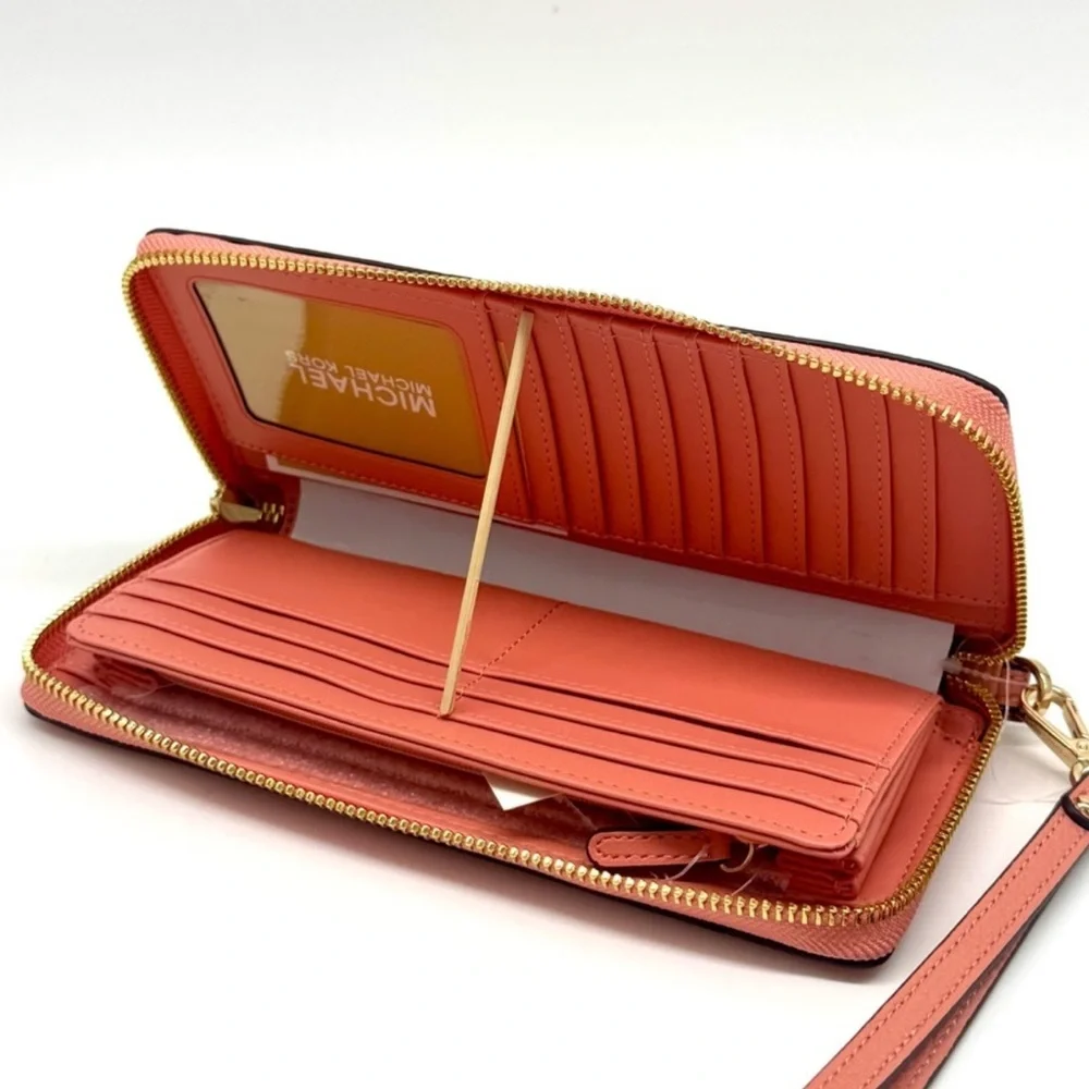 Michael Kors Large Jet Set Travel Continental Wallet Leather Sherbet